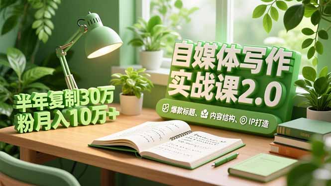 自媒体写作实战课2.0，爆款标题、内容结构、IP打造，半年复制30万粉月入10万+ - 中创网