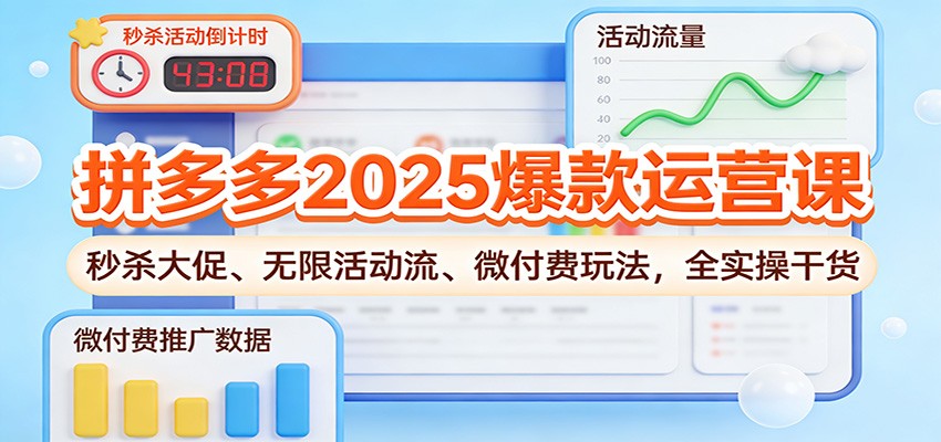拼多多2025爆款运营课:秒杀大促、无限活动流、微付费玩法,全实操干货-紫橙网创项目网