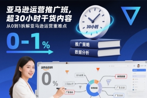 亚马逊运营推广班,超30小时干货内容,从0到1拆解亚马逊运营重难点-紫橙网创项目网