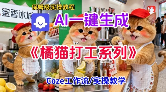 Coze扣子工作流一键生成胖橘猫打工短视频,保姆级实操搭建教学-紫橙网创项目网