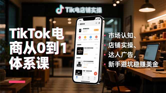 TikTok电商从0到1体系课,市场认知、店铺实操、达人广告,新手避坑稳赚美金-紫橙网创项目网