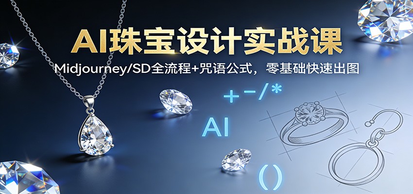 AI珠宝设计实战课:Midjourney/SD全流程+咒语公式,零基础快速出图-紫橙网创项目网