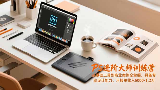 PS进阶大师训练营，从基础工具到商业案例全掌握，具备专业设计能力，月接单收入6000-1.2万-紫橙网创项目网