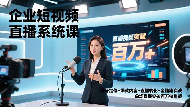 企业短视频直播系统课，账号定位+爆款内容+直播转化+全链路实战，单场直播突破百万销售额-紫橙网创项目网