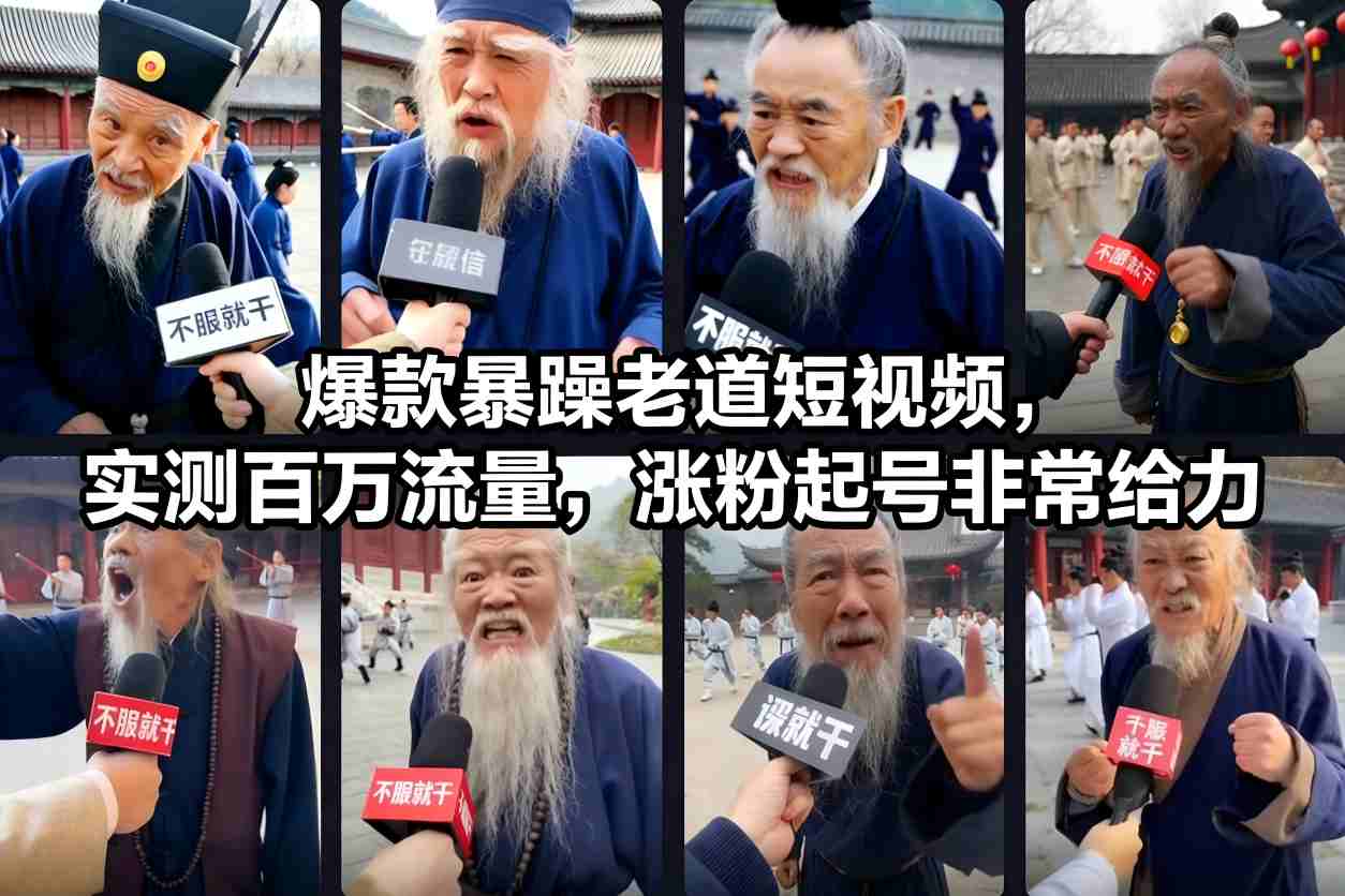 爆款暴躁老道短视频，实测百万流量，涨粉起号非常给力-紫橙网创项目网