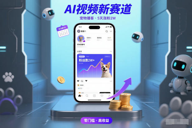 AI视频新赛道,宠物播客仅注册5天涨粉2W,收益非常可观-紫橙网创项目网
