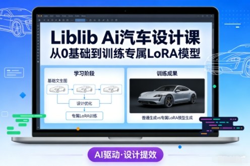 Liblib Ai汽车设计课，从0基础文生图，到教你训练专属设计和风格LoRA模型-紫橙网创项目网