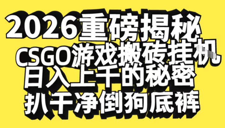 2026开年重磅解密,CSGO游戏搬砖挂G日入1k+的秘密,把倒狗的底裤扒干-紫橙网创项目网