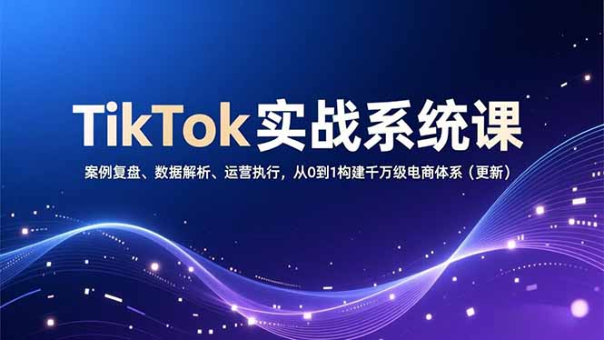 TikTok实战系统课，案例复盘、数据解析、运营执行，从0到1构建千万级电商体系（更新）-紫橙网创项目网