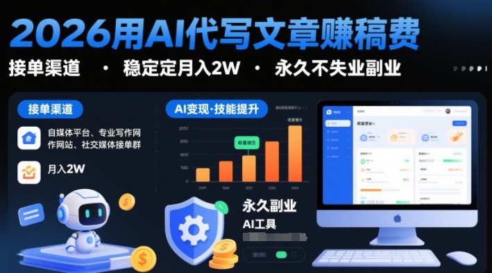 2026用AI代写文章賺稿费，提供接单渠道，稳定月入2W，永久不失业副业 - 冒泡网赚