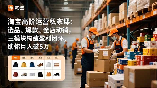 淘宝高阶运营私家课：选品、爆款、全店动销，三模块构建盈利闭环，助你月入破5万（更新12月）-紫橙网创项目网