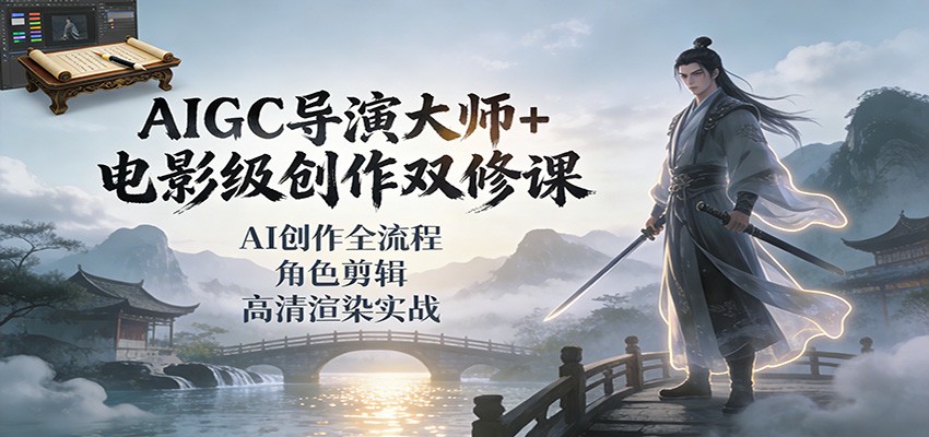 AIGC导演大师+电影级创作双修课：AI创作全流程、角色剪辑、高清渲染实战-紫橙网创项目网