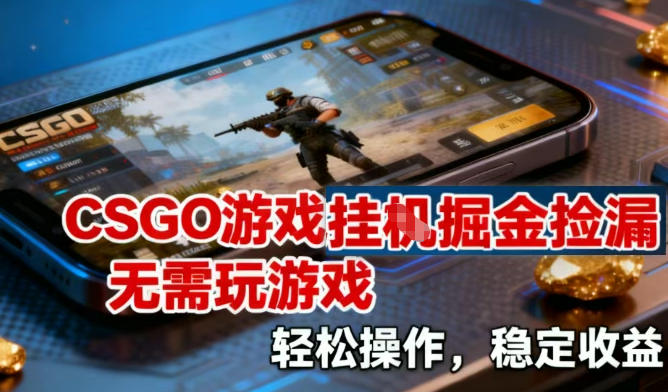 CSGO游戏挂G掘金捡漏，不需要玩游戏，操作简单，收益稳定-紫橙网创项目网