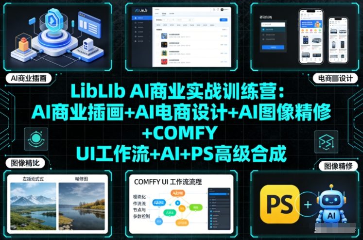 LibLIb AI商业实战训练营：AI商业插画+AI电商设计+AI图像精修+COMFY UI工作流+AI+PS高级合成-紫橙网创项目网