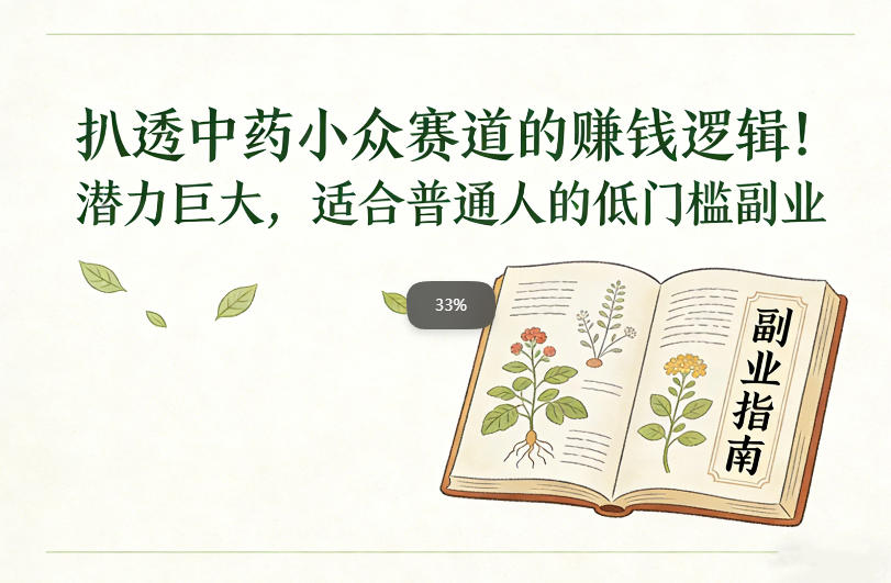 扒透中药小众赛道的賺米逻辑，潜力巨大，适合普通人的低门槛副业-紫橙网创项目网