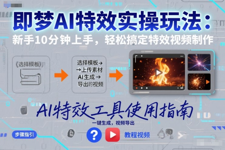 即梦AI特效实操玩法：新手10分钟上手，轻松搞定特效视频制作-紫橙网创项目网