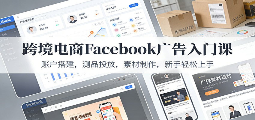 跨境电商Facebook广告入门课：账户搭建，测品投放，素材制作，新手轻松上手-紫橙网创项目网