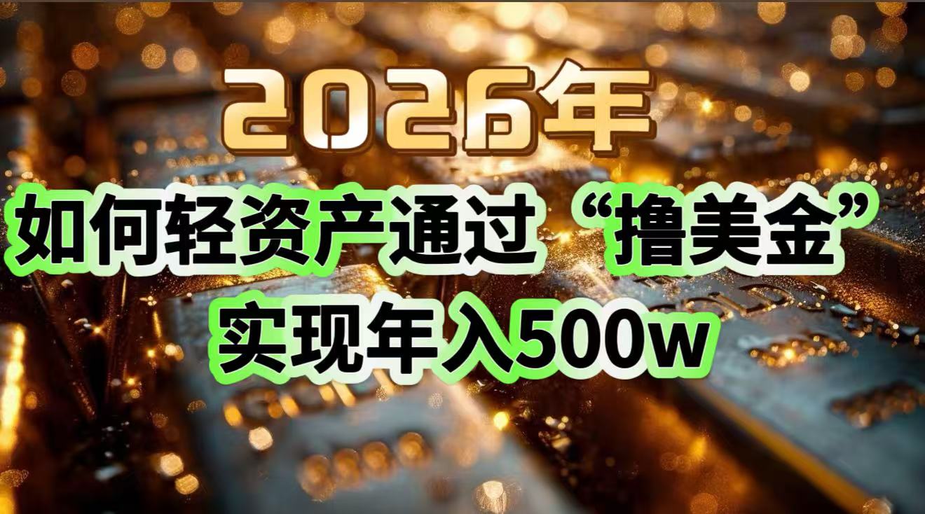 2026年如何轻资产通过“撸美金”实现年入500w-紫橙网创项目网