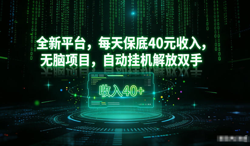 最新看广平台，每天保底30-4米，无脑项目，自动挂G解放双手-紫橙网创项目网