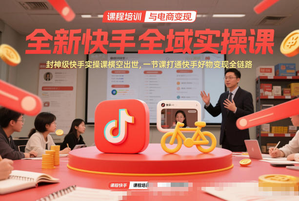 全新快手全域实操课,封神级快手实操课横空出世,一节课打通快手好物变现全链路-紫橙网创项目网