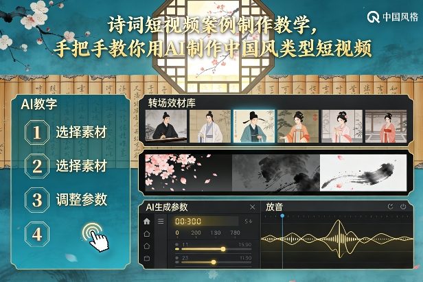 古诗词短视频案例制作教学,手把手教你用AI制作中国风类型短视频-紫橙网创项目网