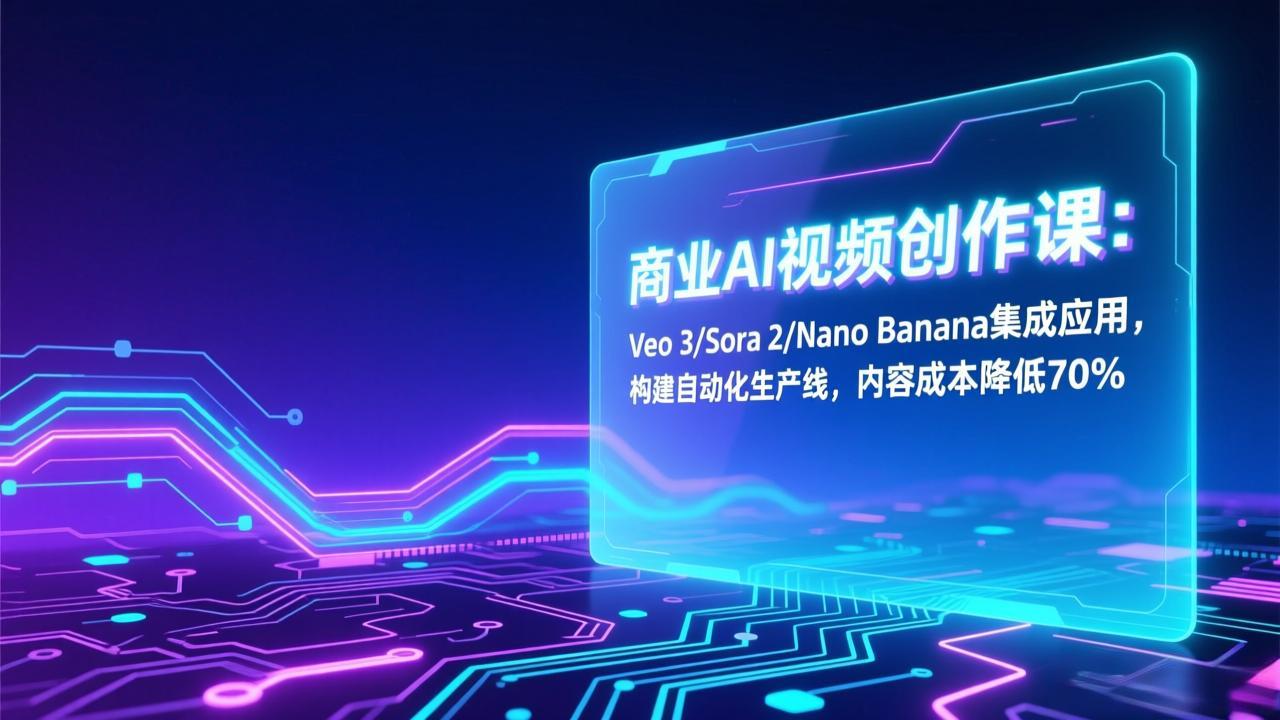 商业AI视频创作课：Veo 3/Sora 2/Nano Banana集成应用，构建自动化生产线，内容成本降低70%-紫橙网创项目网