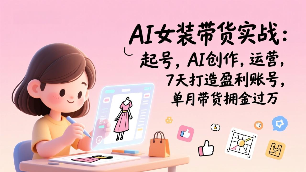 AI女装带货实战：起号，AI创作，运营，7天打造盈利账号，单月带货佣金过万-紫橙网创项目网