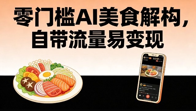 零门槛AI美食解构，自带流量易变现-紫橙网创项目网