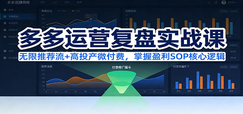 多多运营复盘实战课：无限推荐流+高投产微付费，掌握盈利SOP核心逻辑-紫橙网创项目网