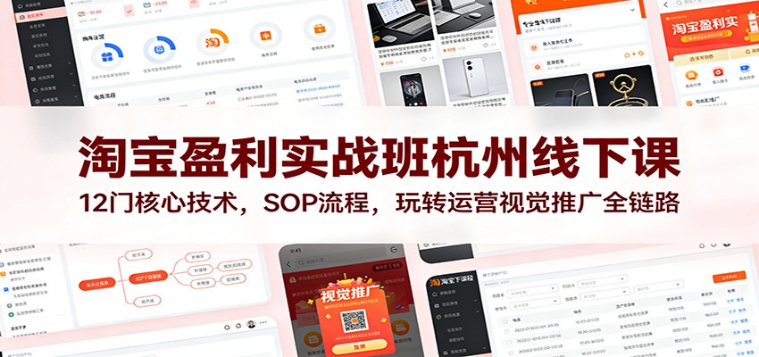 淘宝盈利实战班杭州线下课：12门核心技术，SOP 流程，玩转运营视觉推广全链路-紫橙网创项目网
