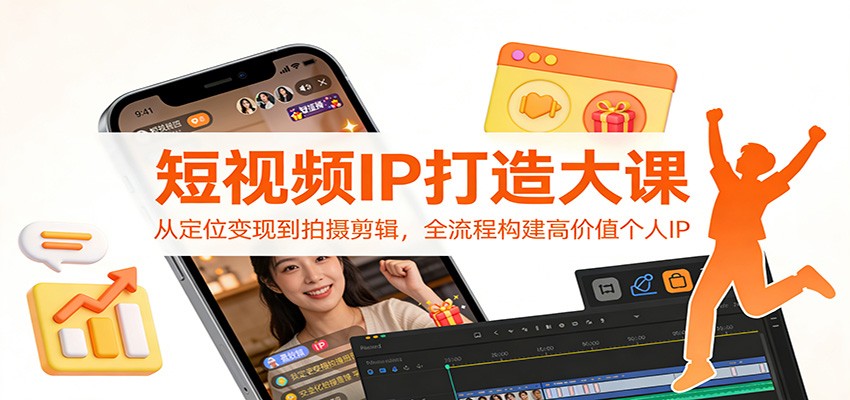 短视频IP打造大课：从定位变现到拍摄剪辑，全流程构建高价值个人IP-紫橙网创项目网