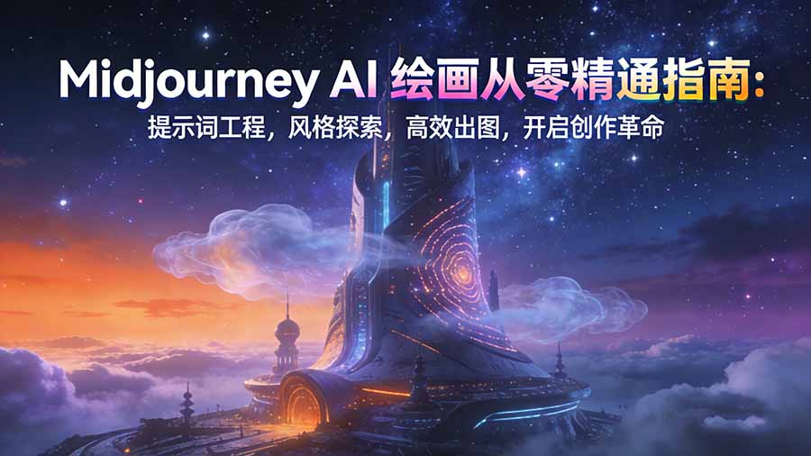 Midjourney AI绘画从零精通指南：提示词工程，风格探索，高效出图，开启创作革命-紫橙网创项目网