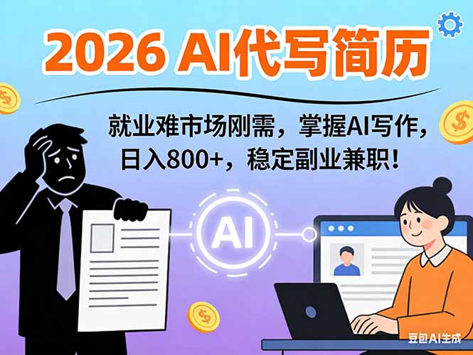 AI代写简历，超暴利，用万能模板月入1-3万实战教程，2026年市场刚需！-紫橙网创项目网