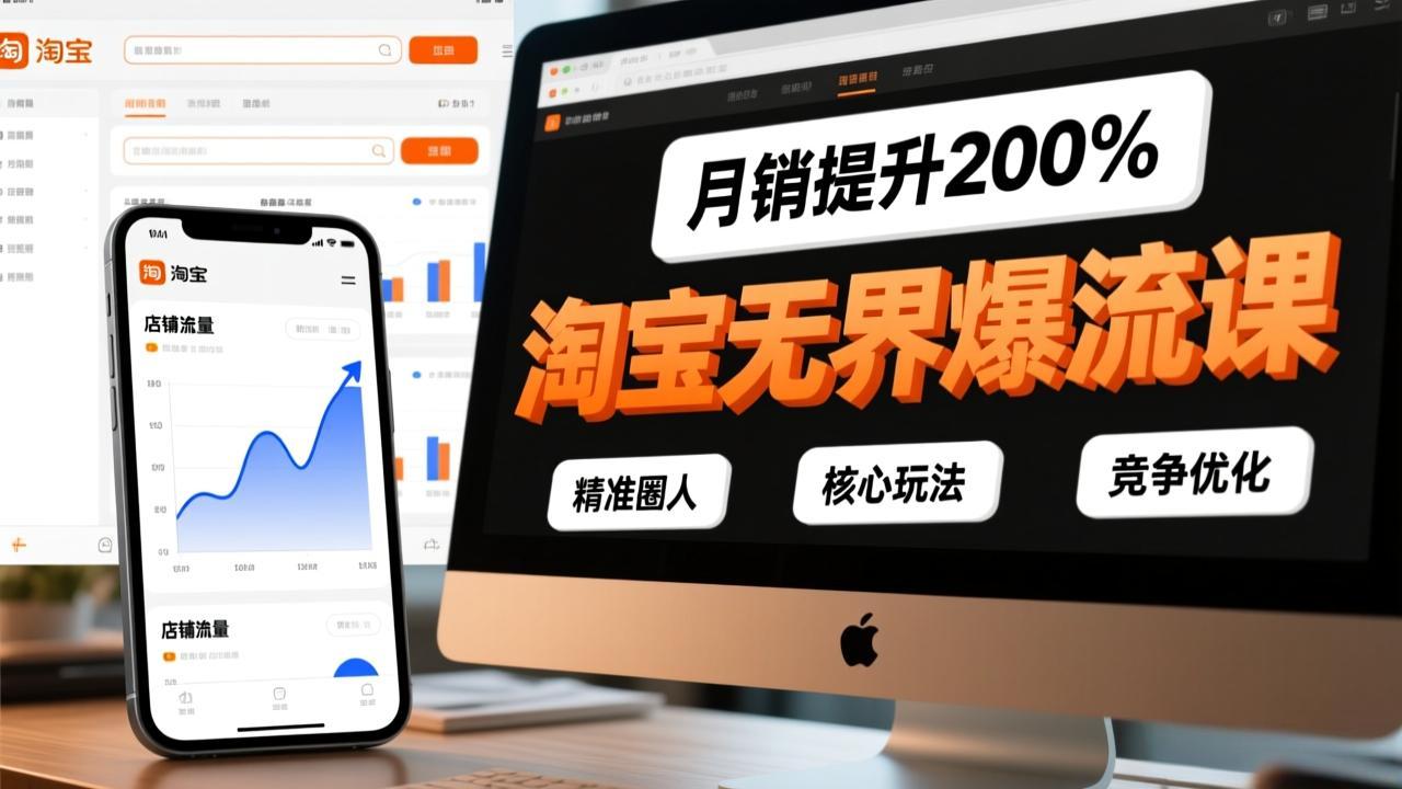 淘宝无界爆流课，精准圈人、核心玩法、竞争优化，快速引爆店铺流量，月销提升200%-紫橙网创项目网