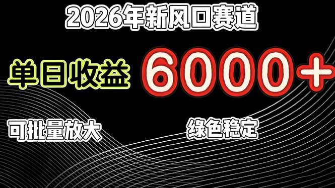2026年新风口赛道，当日6000+以上，可批量放大，月收入20万+，长期绿色稳定的项目-紫橙网创项目网