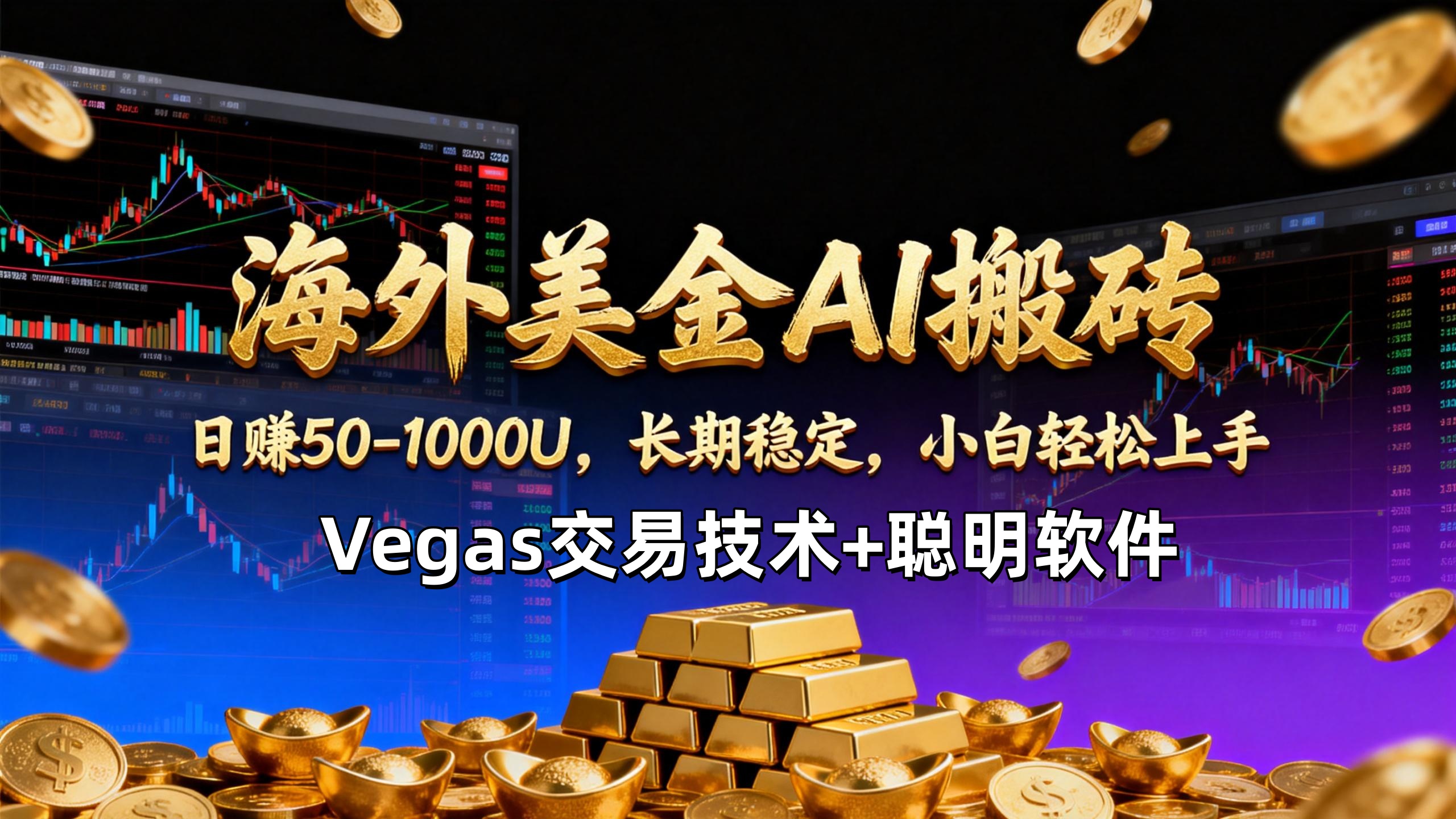 【海外美金AI搬砖】Vegas交易技术+聪明软件，日赚50-1000U，长期稳定，小白轻松上手。-紫橙网创项目网