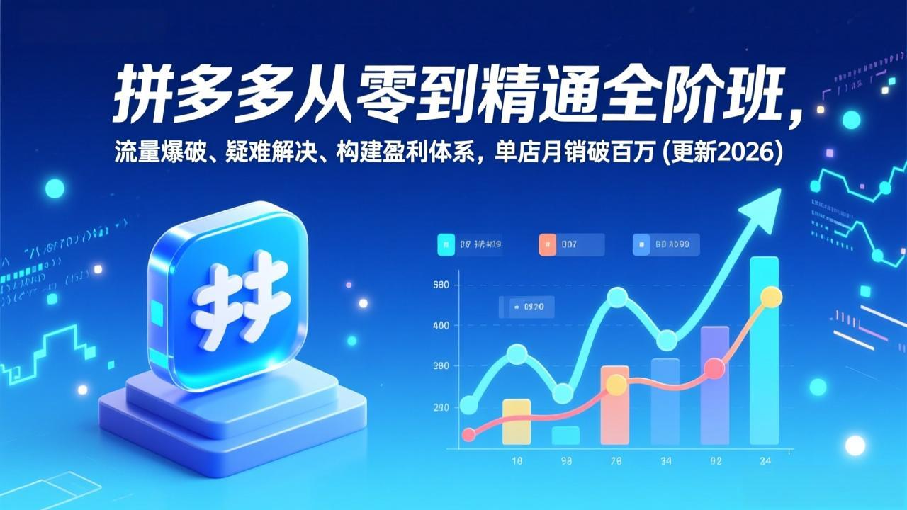 拼多多从零到精通全阶班，流量爆破、疑难解决，构建盈利体系，单店月销破百万(更新2026)-紫橙网创项目网