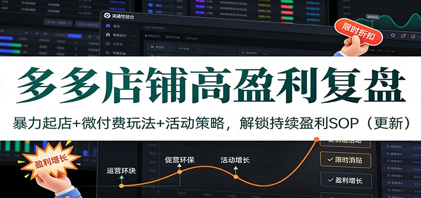 多多店铺高盈利复盘：暴力起店+微付费玩法+活动策略，解锁持续盈利SOP-紫橙网创项目网
