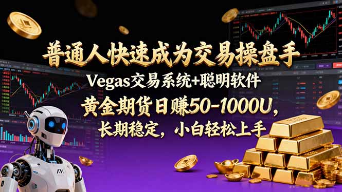 普通人快速成为交易操盘手 Vegas交易系统+聪明软件 , 黄金期货日赚50-1000U, 长期稳定,小...-紫橙网创项目网