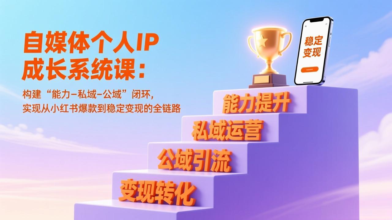 自媒体个人IP成长系统课：构建“能力-私域-公域”闭环，实现从小红书爆款到稳定变现的全链路-紫橙网创项目网