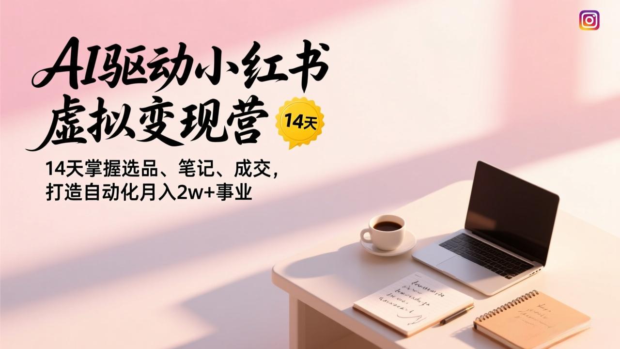 AI驱动小红书虚拟变现营，14天掌握选品、笔记、成交，打造自动化月入2w+事业-紫橙网创项目网