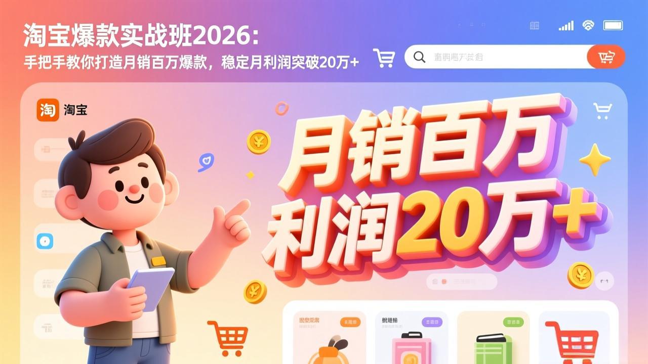 淘宝爆款实战班2026：手把手教你打造月销百万爆款，稳定月利润突破20万+-紫橙网创项目网