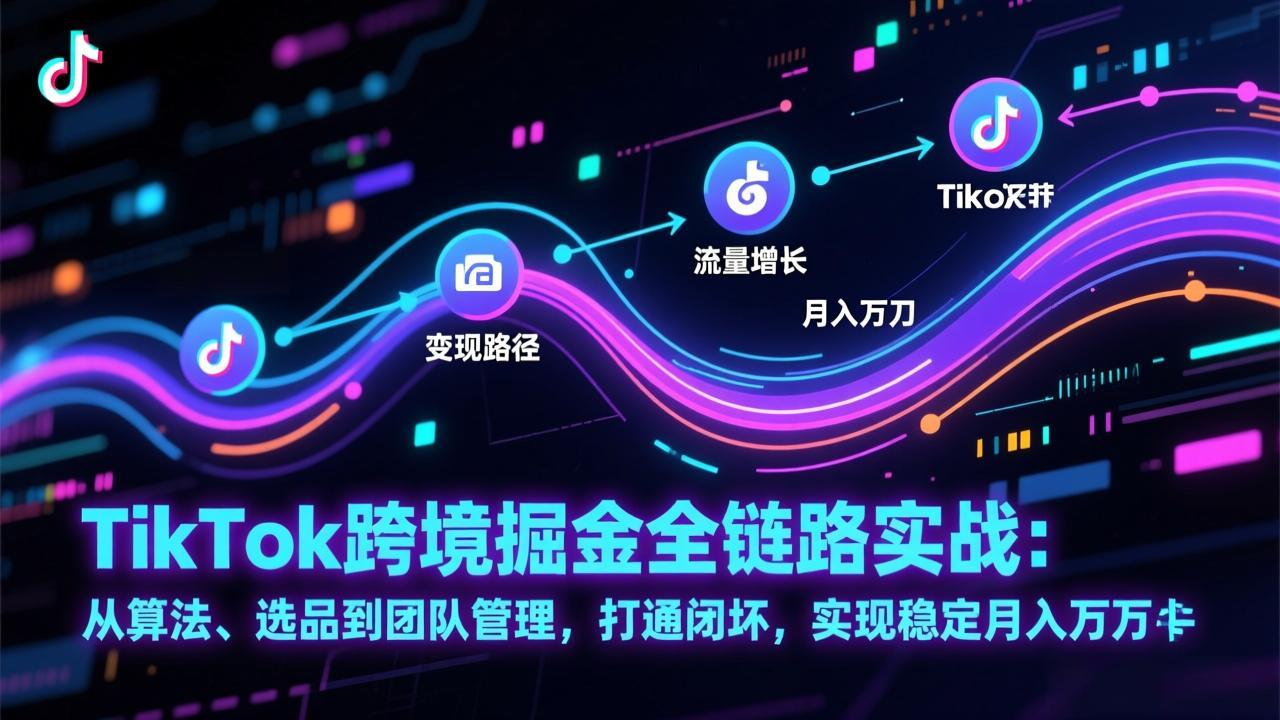 TikTok跨境掘金全链路实战：从算法、选品到团队管理，打通闭环，实现稳定月入万刀-紫橙网创项目网