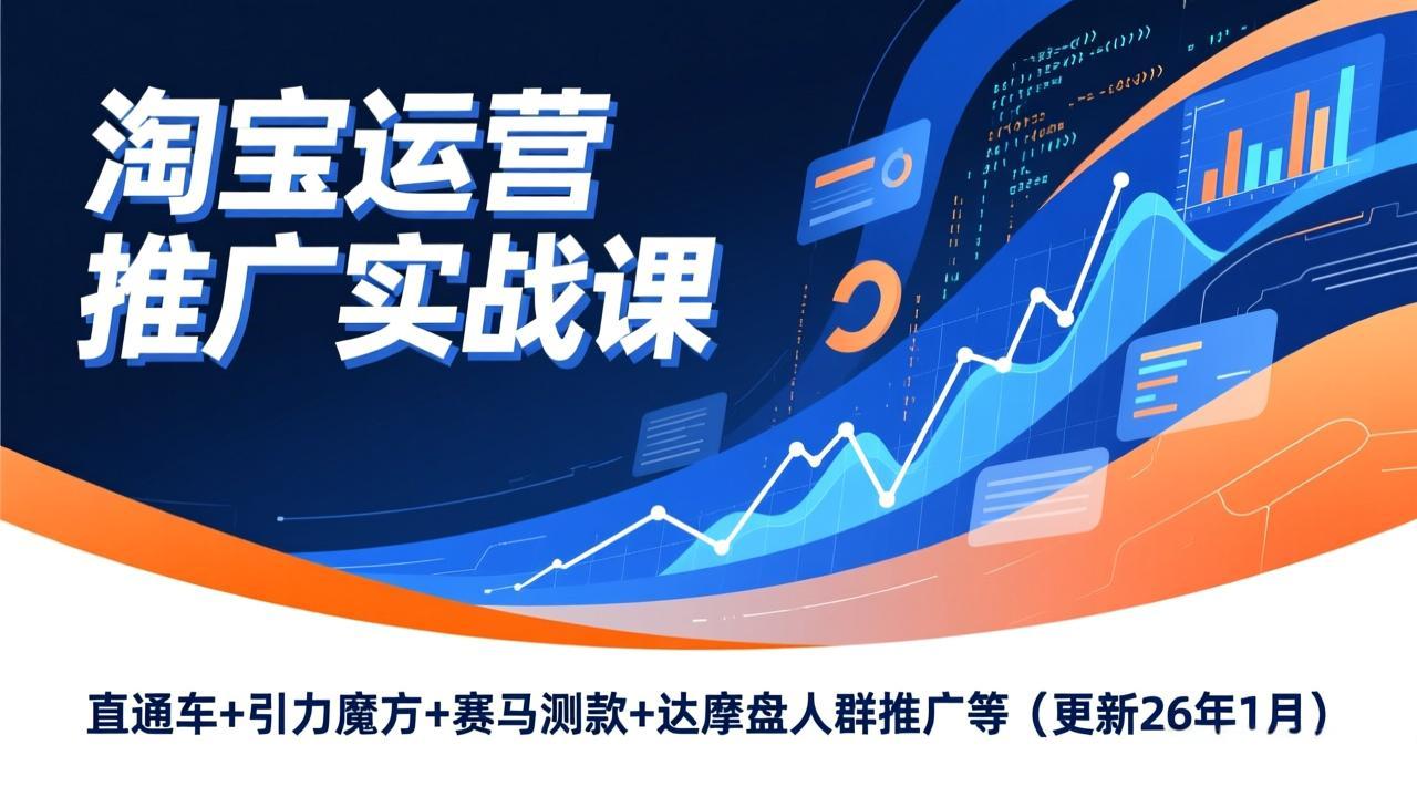 淘宝运营推广实战课，直通车+引力魔方+赛马测款+达摩盘人群推广等（更新26年1月）-紫橙网创项目网