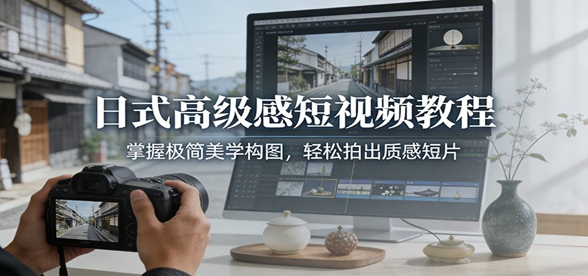 日式高级感短视频教程：掌握极简美学构图，轻松拍出质感短片-紫橙网创项目网
