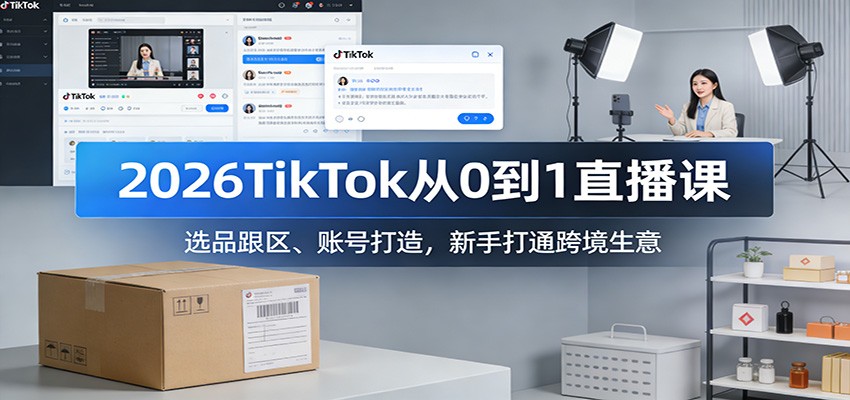 2026TikTok从0到1直播课：选品跟区、账号打造，新手打通跨境生意-紫橙网创项目网