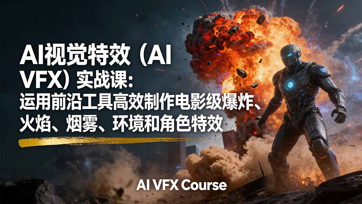 AI视觉特效（AI VFX）实战课：运用前沿工具高效制作电影级爆炸、火焰、烟雾、环境和角色特效-紫橙网创项目网