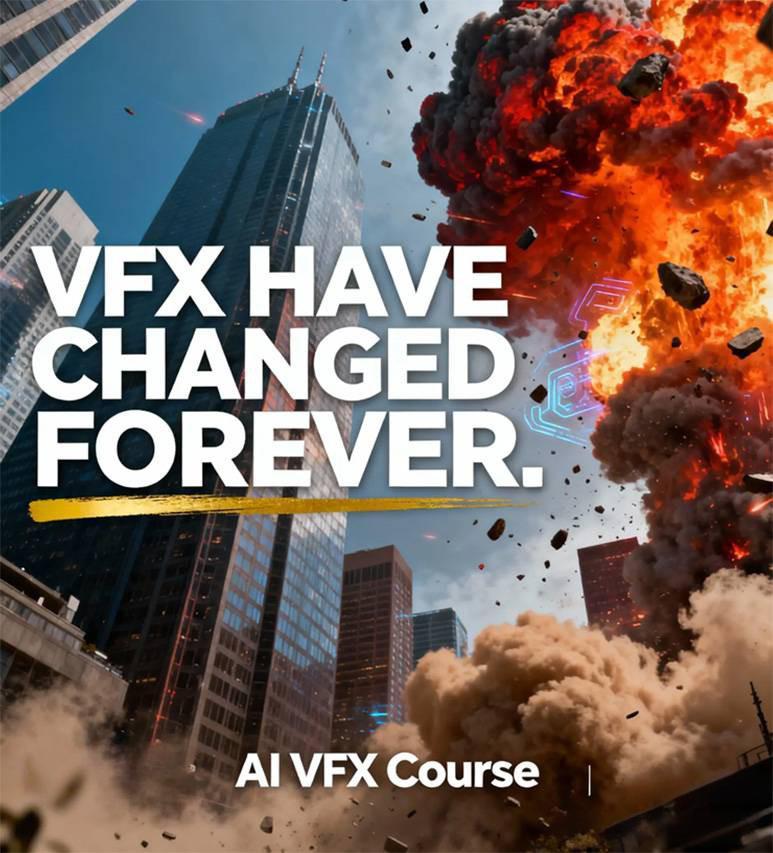 AI视觉特效（AI VFX）实战课：运用前沿工具高效制作电影级爆炸、火焰、烟雾、环境和角色特效