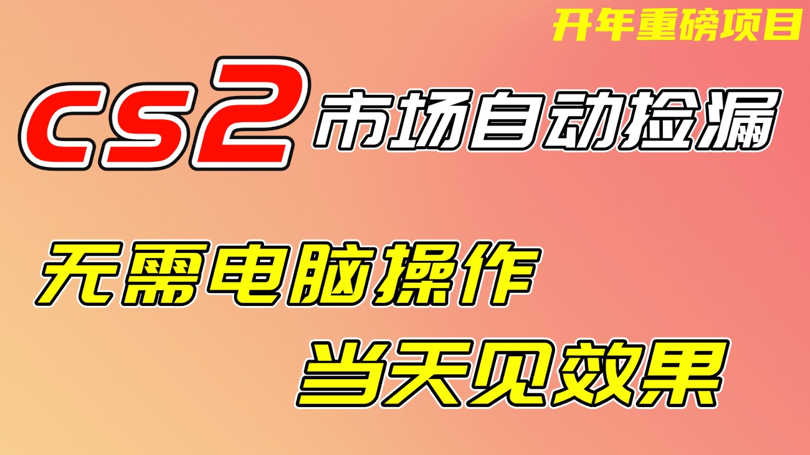 CS2市场挂机项，无需电脑操作，无需进入游戏，当天见效果，支持任何形式验证-紫橙网创项目网
