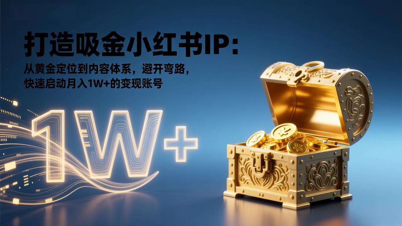 打造吸金小红书IP：从黄金定位到内容体系，避开弯路，快速启动月入1W+的变现账号-紫橙网创项目网